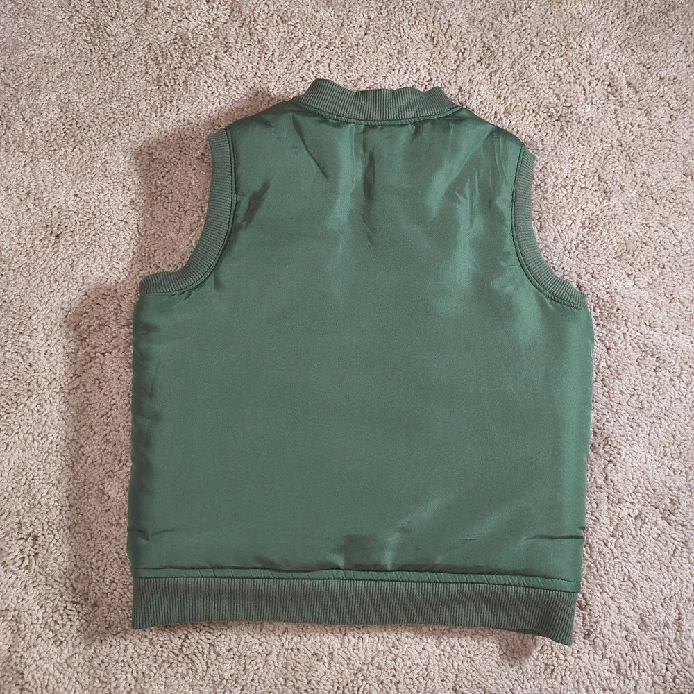 7 For All Mankind Kids Olive Green Puffer Vest Sherpa‎ Lined Bomber Style 3T